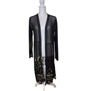 Sirenlily Maternity Stretch Black Lace Open Front Kimono Size Medium Whimsygoth